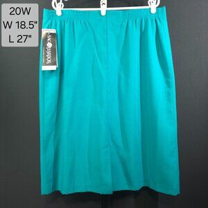 NWT Vintage Sag Harbor Skirt Womens Plus 20W Teal Blue 90s Career Midi Lined